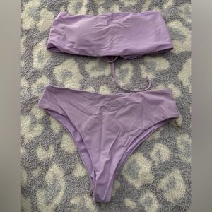 Strapless purple bikini, back laces up, size medium